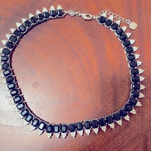 Monet black and crystal collar necklace